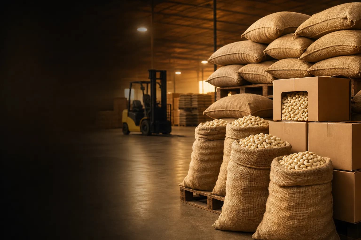 Wholesale cashew kernels packed for export from southern Tanzania